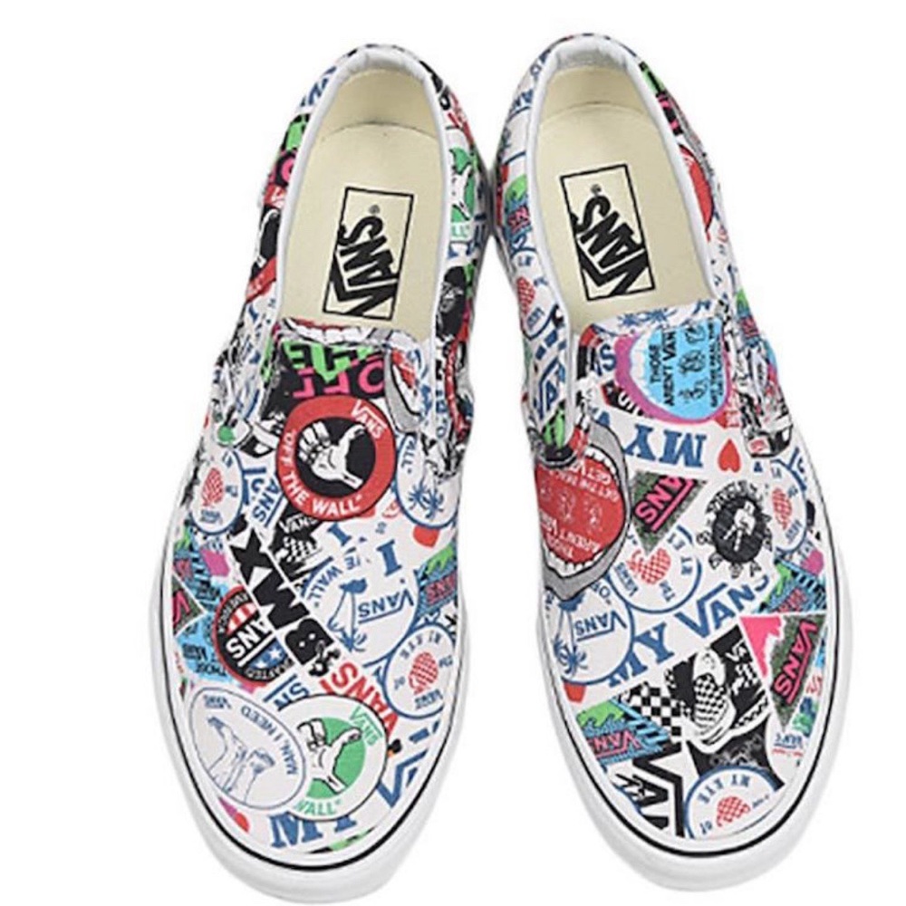 New VANS Slip On Mash Up Multi Floral White Sticker